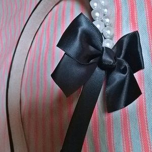 Faux Pearls & Satin Ribbon Hairband